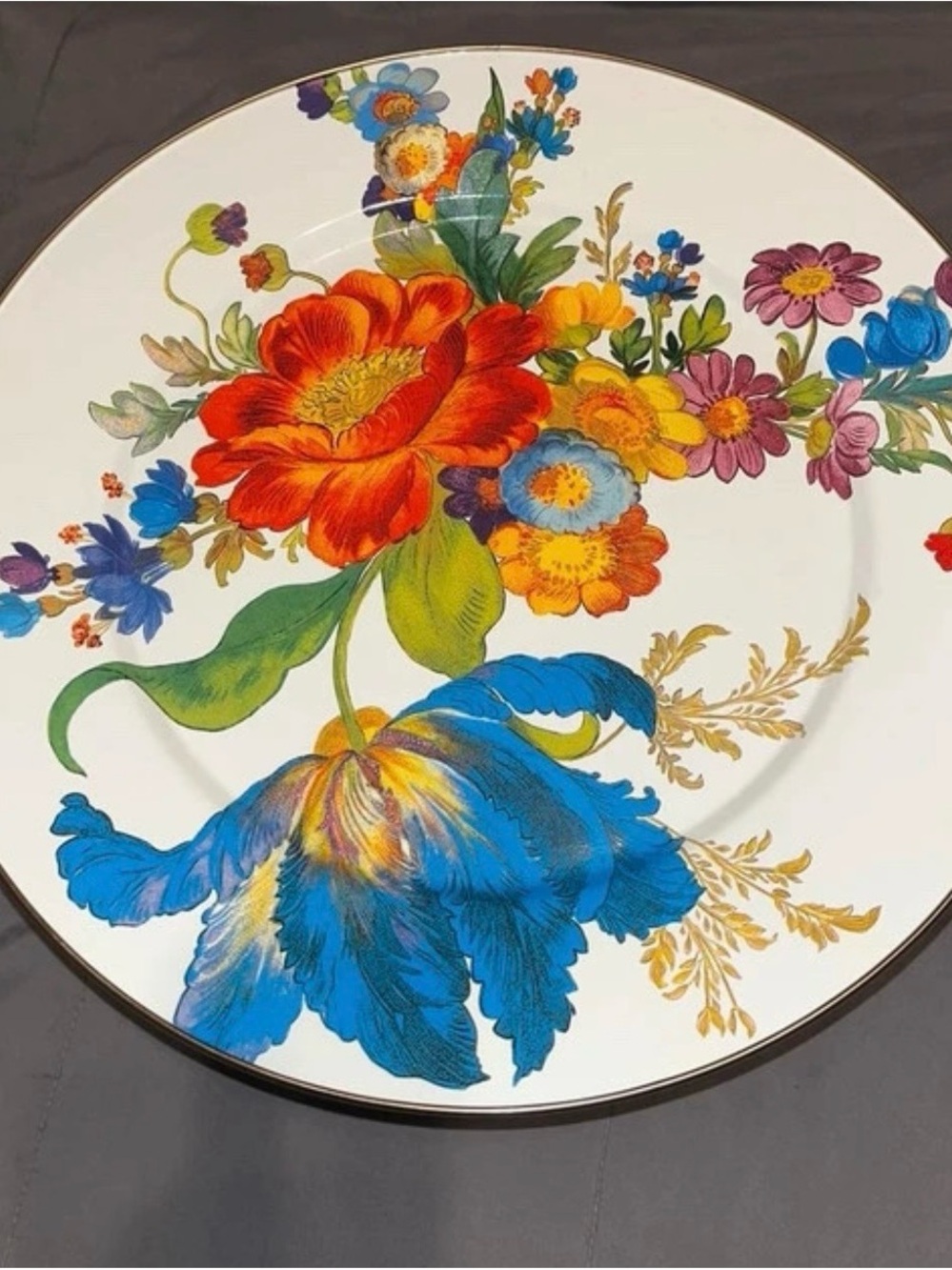 McKenzie Childs Decorative Floral Wall Plate in Multicolor